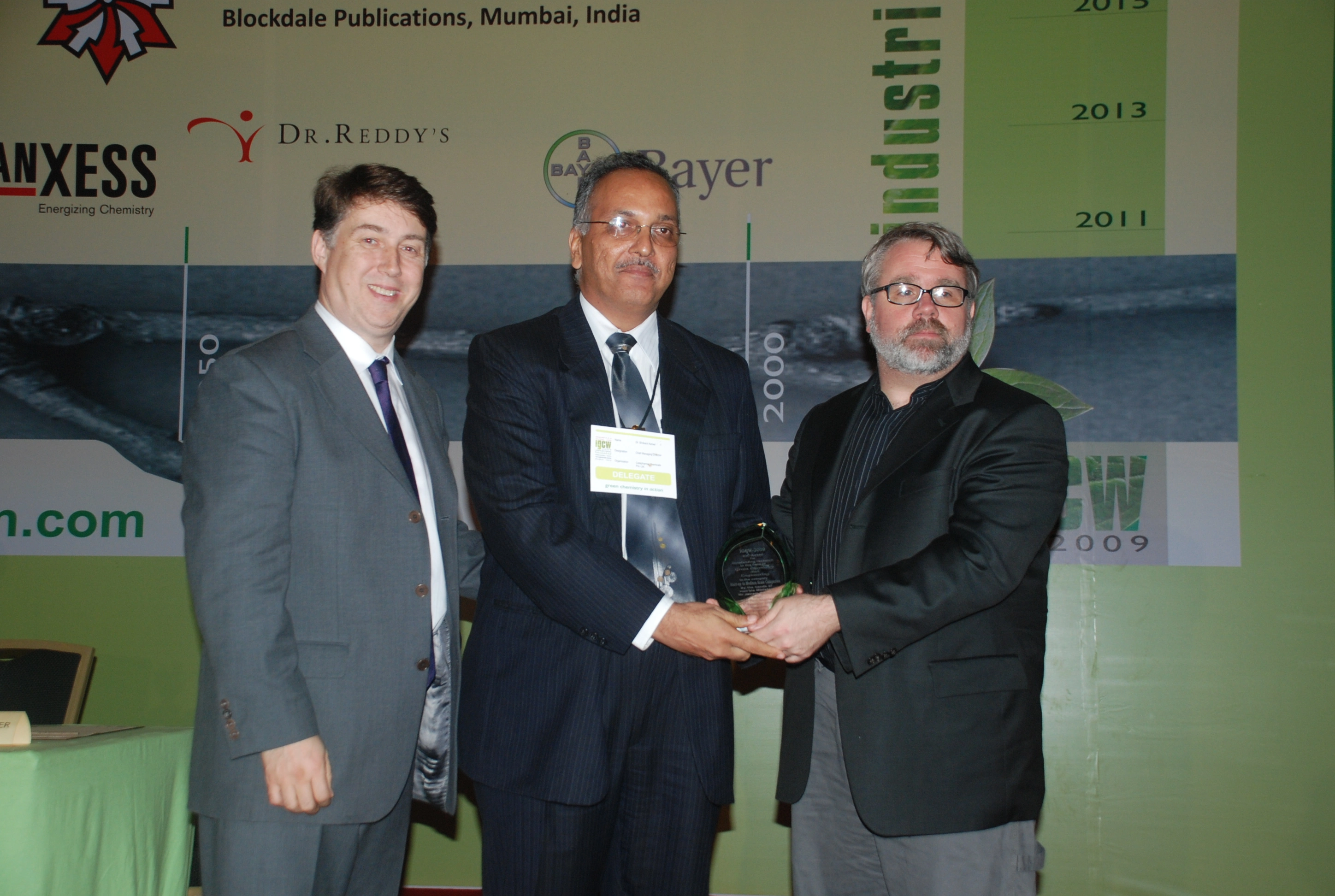 Green Chemistry Award 2009 for sustainable manufacturing in Sinnar, India